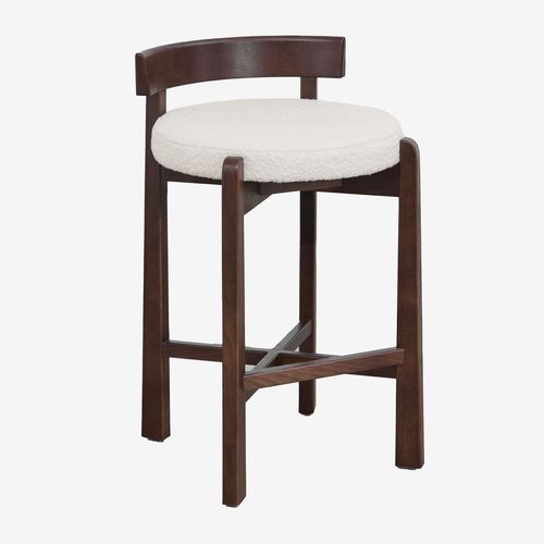 Lot De 2 Tabourets Hauts En Bois De Chêne Et Revêtement Manille Bois Foncé ¿65 Cm