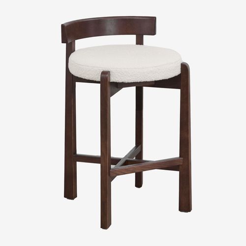 Lot De 2 Tabourets Hauts En Bois De Chêne Et Revêtement Manille Bois Foncé ¿65 Cm