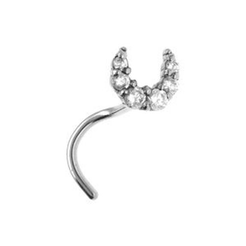 Piercing Acier Nez Demi Lune Oxydes Blancs