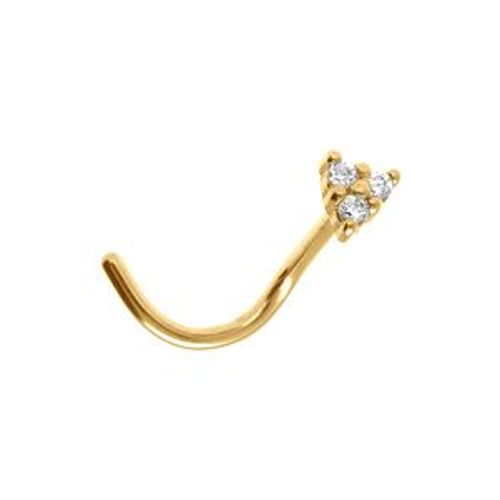 Piercing Acier Doré Nez Triangle Oxydes Blancs