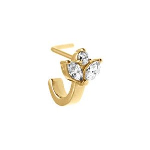 Piercing Acier Doré Nez Oxydes Blancs