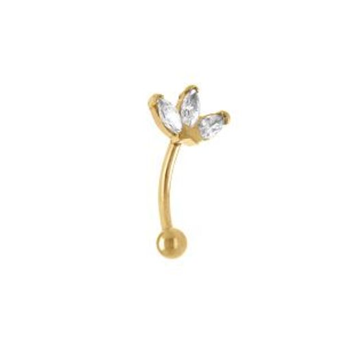 Piercing Acier Doré Oreille Rook Et Arcade Oxydes Blancs