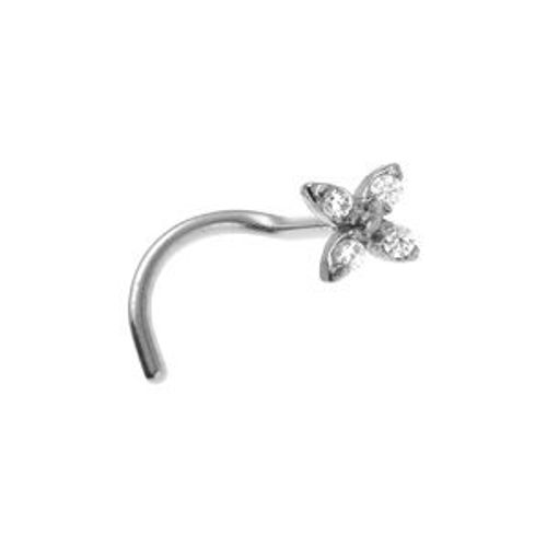 Piercing Acier Nez Fleur 4 Oxydes Blancs