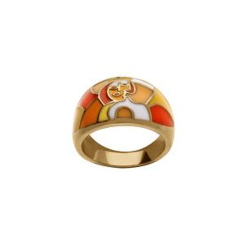Bague Acier Doré Stella Mia Résine Orangé
