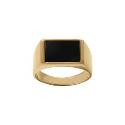 Chevalière Acier Doré Rectangulaire 15 X 8mm Onyx