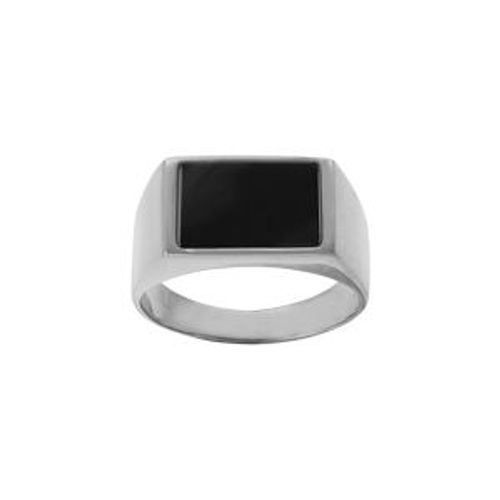 Chevalière Acier Rectangulaire 15 X 8mm Onyx