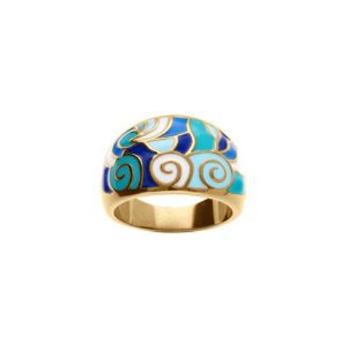 Bague Acier Doré Stella Mia Résine Bleu