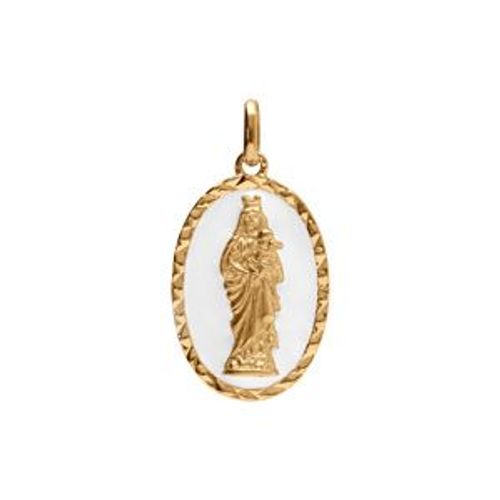 Pendentif Plaqué Or Ovale Vierge Et L'enfant 20mmx13mm Fond Blanc