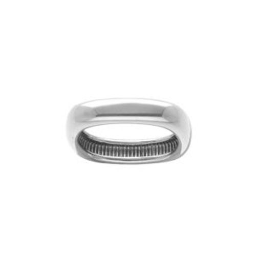 Bague Acier Demi Jonc Rectangulaire