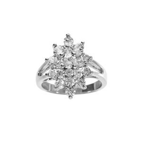 Bague Argent Rhodié Marquise Oxydes Blancs