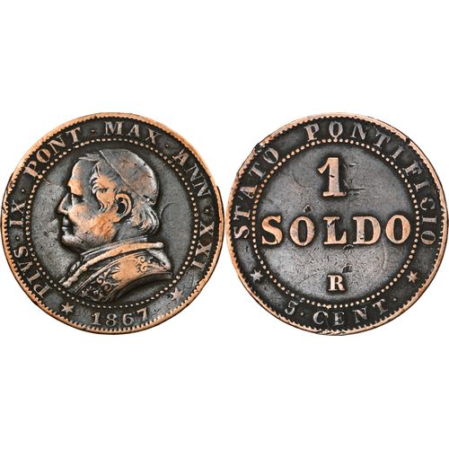 Vatican - 1867 - 1 Soldo - Pie Ix - Rome (R) - 25-293