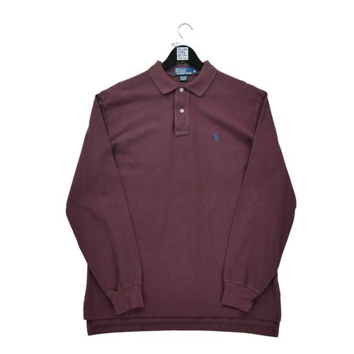 Reconditionné - Polo Manches Longues Homme Bordeaux - Taille M - Homme - Bordeaux