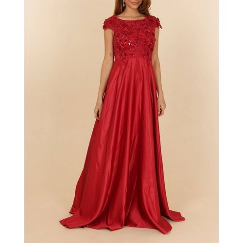 Robe Cérémonie Dentelle Et Bas Satiné Bordeaux Taille 36