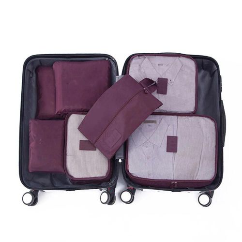 7PCS Sac de rangement de voyage Valise multifonctionnelle Sac d'emballage de vêtements pour vin rouge en plein air