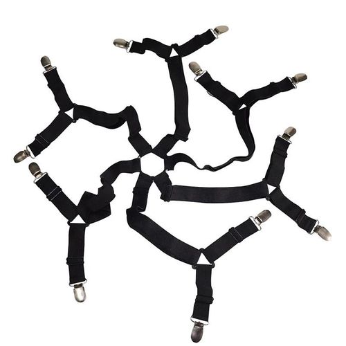Boucle De Fixation De Drap De Lit Ajustable 6 Voies Pinces À Draps Croisés Attaches De Drap Élastiques Pour Matelas Ronds Et Carrés Noir