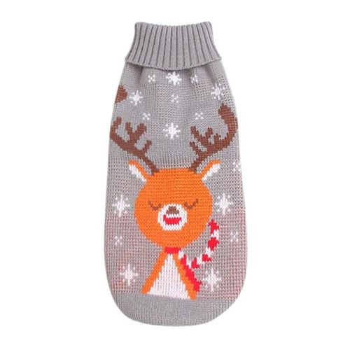 Pull Tricoté Pour Animaux De Compagnie Vêtements Pour Chiens De Noël Durable Chien Doux Mignon Imprimé Chiot Vêtements Pour Pet 12,Renne Gris