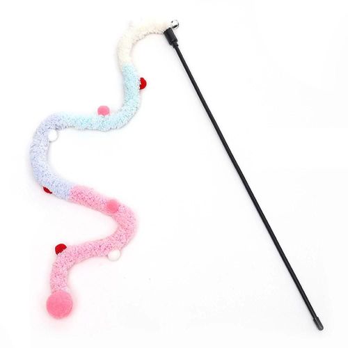 Drôle Coloré Chat En Peluche Teaser Jouet Interactif Chat Multifonctionnel Pour L'intérieur À L'extérieur Rose
