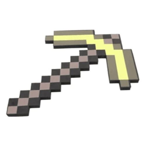 Minecraft Grand Real Prop Toys Pixel Game Bras / Bouclier Jouet En Plastique Cosplay Accessoires De Fête Pour Halloween Enfants Pioche Dorée