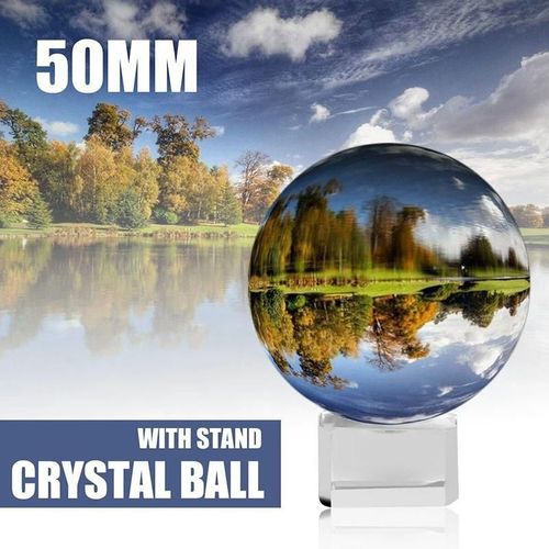 Boule de cristal transparente avec support accessoire décoratif outil magique sphère légère boule de verre 50mm