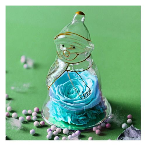 Ange-Figurines Doré Ornement Fleur Préservé Artisanat Personnalisé Bureau Accessoires Décoratifs Cadeau Pour Femmes Fille Bleu Clair Bonhomme De Neige Fleur Éternelle