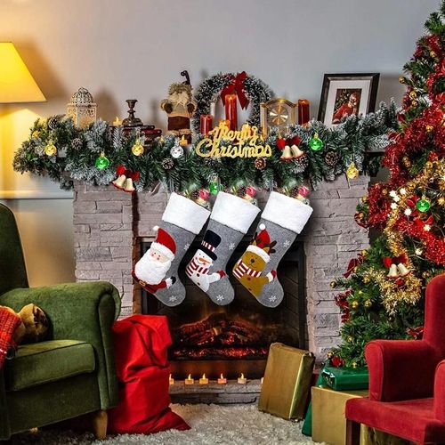 3pcs grand Noël décoration bas Père Noël bonhomme de neige renne motif arbre de Noël pendentif Nouveau
