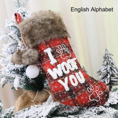 Treillis de Noël réussable chaussette arbre de Noël pendentifs Noël décorations de maison alphabet anglais