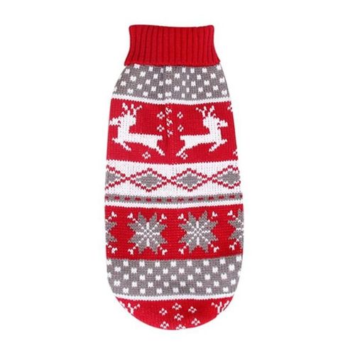 Pull Tricoté Pour Animaux De Compagnie Vêtements De Chien De Noël Durable Chien Doux Mignon Imprimé Vêtements De Chiot Pour Animal De Compagnie 6,Renne Rouge