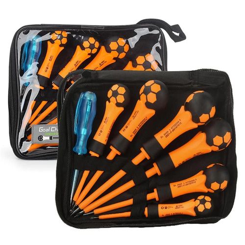 7pcs Tournevis Électricien Set Tournevis à Fente Croisée Electroprobe Noir Orange
