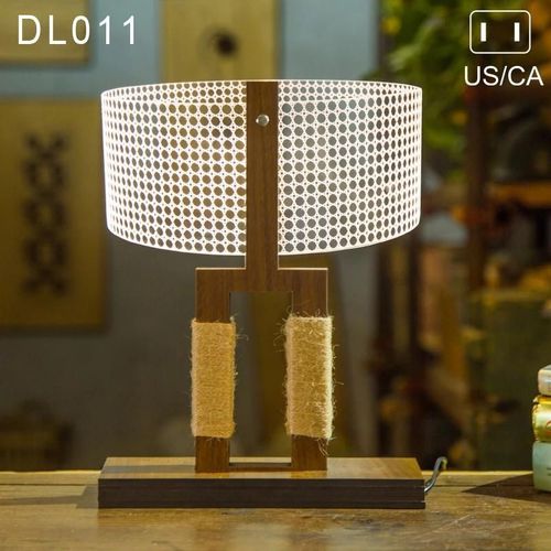 3D LED Dimmable Lit Lumière Table Bureau Lecture Lampe En Bois Veilleuse Décoration Maison DL011,US Plug