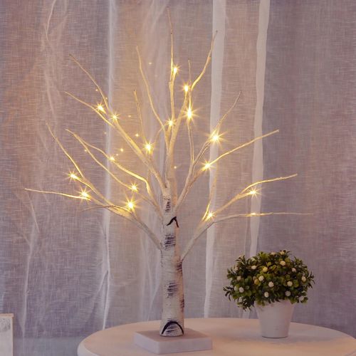 Brindilles De Bouleau Argenté Lumières D'arbre Branches De Lumière Led Blanc Chaud Pour Noël Fête À La Maison Mariage Intérieur Extérieur Décor