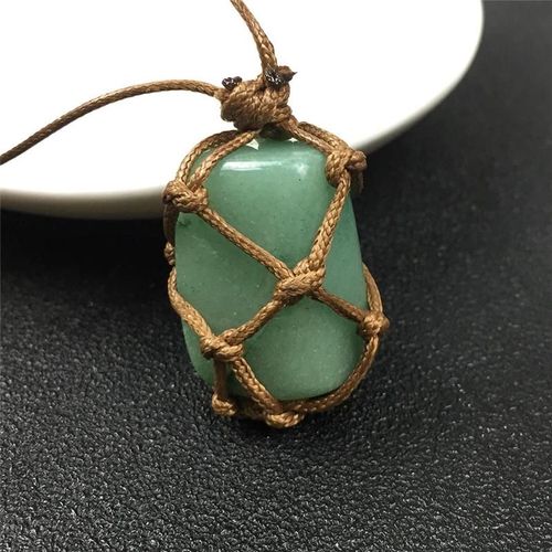 Collier Pendentif En Pierre Naturelle Irrégulière Pull Tissé À La Main Accessoire Bijoux Cadeaux Pour Les Femmes Vert