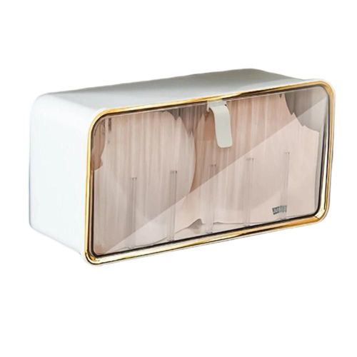 Boîte De Rangement De Sous-Vêtements Murale 3 En 1 Organisateur De Chaussettes Transparentes Type De Tiroir Culottes Conteneur De Stockage Boîte De Sous-Vêtements-Ivoire