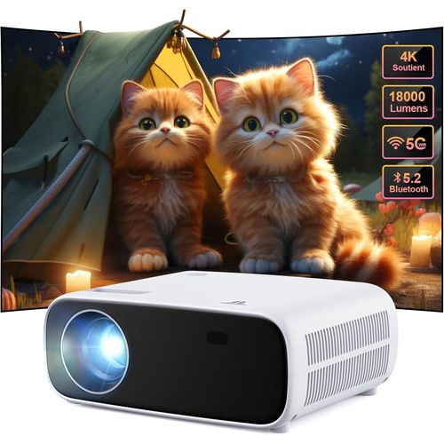 2025 Nouveau Videoprojecteur Haute Performance Amélioré, 18000 Lumens, Retroprojecteur 4K Hd, Projecteur Compatible Bluetooth Et Wifi, Compatible Ios/Android