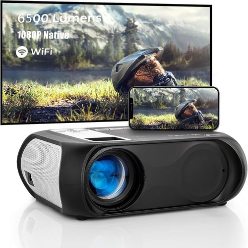 Vidéoprojecteur 4K Portable 6500L Wifi Bluetooth, Mini Rétroprojecteur Full Hd 1080P, Compatible Avec Smartphone, Tv Stick, Ps4, Hdmi, Usb