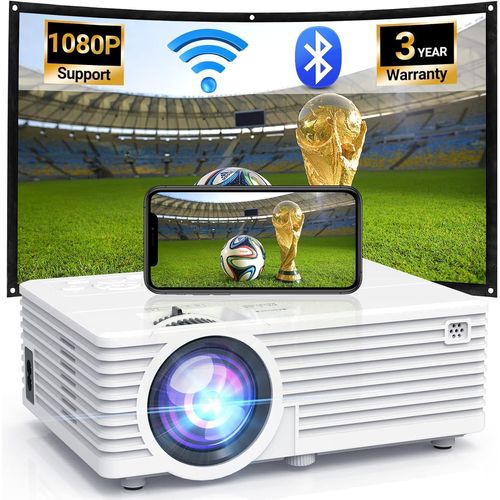 4500Lumens Lcd Projector- Full Hd 1080P Supported, Portable Mini Projector Compatible With Hdmi, Usb, Av, Tf, Vga, Smartphones, Tv Stick, Ps4, Dvd Player, Home Theater Entertainment