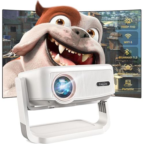Videoprojecteur, Auto Verticale Keystone/Focus Électrique /360°Rotating, 1080P Hd 19000Lux Projecteur Video, Avec Wifi6, Bluetooth Retroprojecteur Portable Pour Home Cinéma/Firestick/Hdmi/Usb