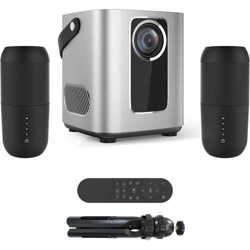 Vidéoprojecteur Dlp Wifi Full Hd 1080P 6000 Lumens Blanc Avec 2 Enceintes Bluetooth Led