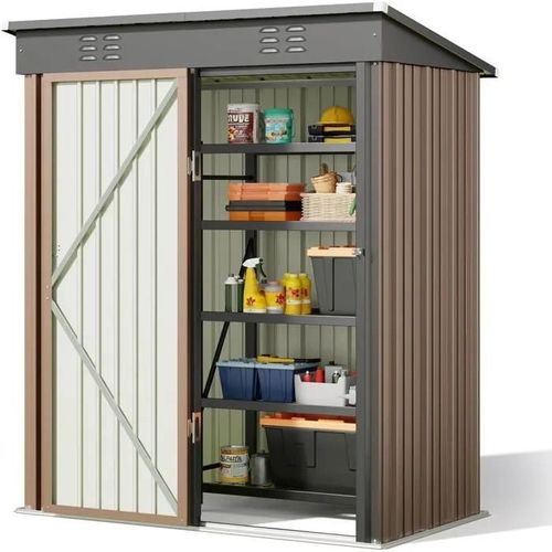 Abri De Jardin En Métal Abri À Outils, Abri À Outils En Acier Galvanisé, Abri De Rangement Extérieur Maison De Jardin 180x162x95 Cm