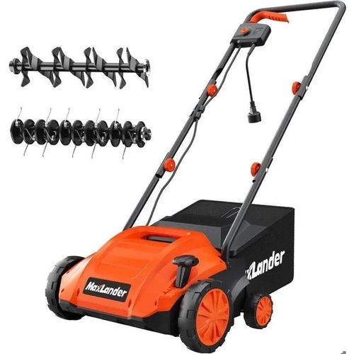 Déchaumeur électrique 2-en-1 et scarificateur ¿ 1200 W, aérateur pour pelouse, bac de ramassage inclus