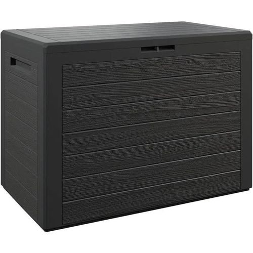 Coffre De Rangement 190 L Anthracite Poignées Latérales Malle De Rangement Intérieur Extérieur Jardin Terrasse Balcon