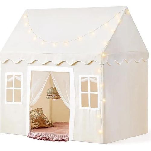 Tente De Jeu Pour Enfants Avec Tapis Et 4m Lumières De Chaîne, Cabane | Interieur | 133 X90 X136 Cm