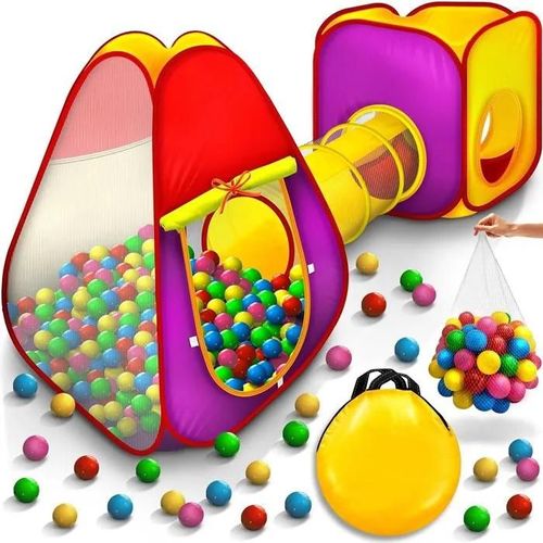 Tente De Jeu 3 Éléments + 200 Balles + Étui De Transport Pour L'intérieur Et L'extérieur