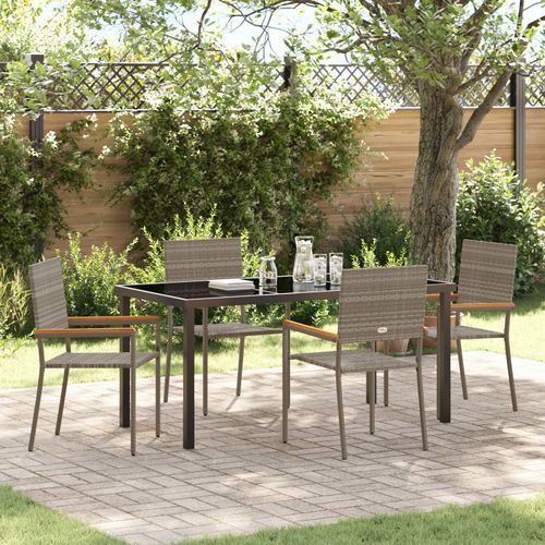 Vidaxl Ensemble De Salle À Manger 5 Pièces Gris Rattan Poly