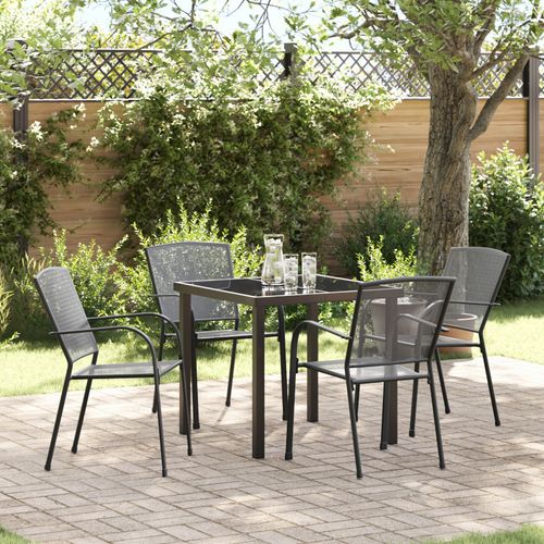 Vidaxl Set De Salle À Manger De Jardin 5 Pièces En Acier Anthracite