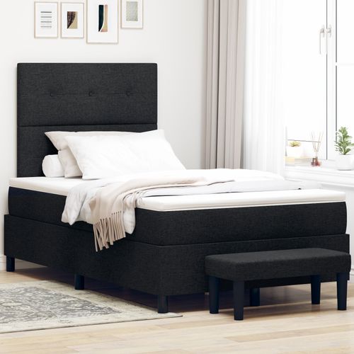 Vidaxl Lit À Ressort Avec Matelas Et Banc Noir 120x190 Cm Tissu