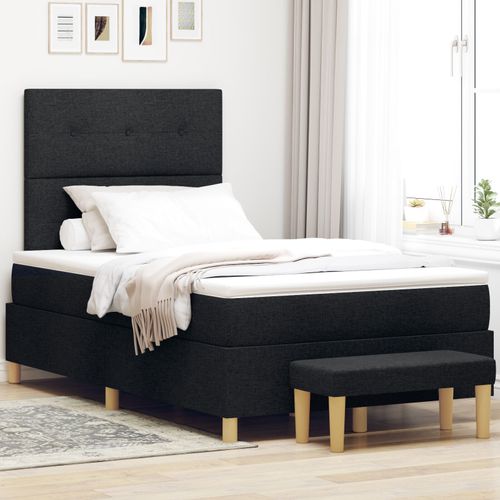 Vidaxl Lit À Ressorts Avec Matelas Et Banc Noir 120x190 Cm Tissu