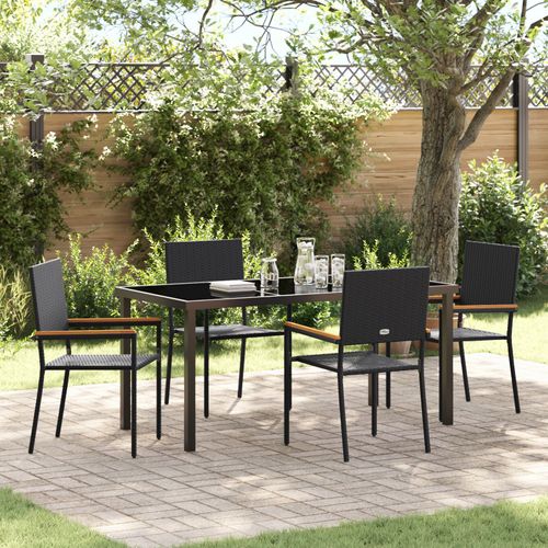 Vidaxl Ensemble De Salle À Manger 5 Pièces Noir Poly Rattan