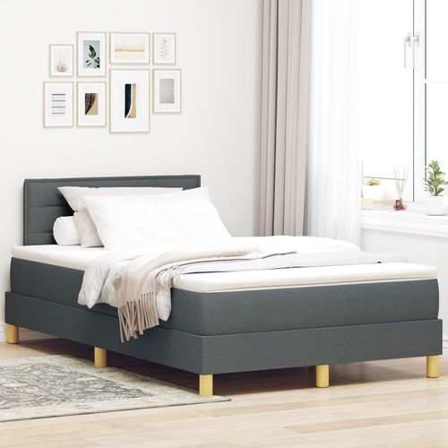 Vidaxl Lit À Sommier Avec Matelas Gris Foncé 120x190 Cm En Tissu