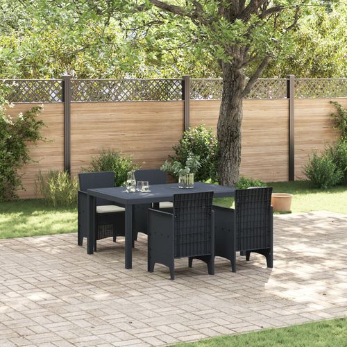 Vidaxl Ensemble De Salle À Manger 5 Pièces Avec Coussins Anthracite Rattan Poly