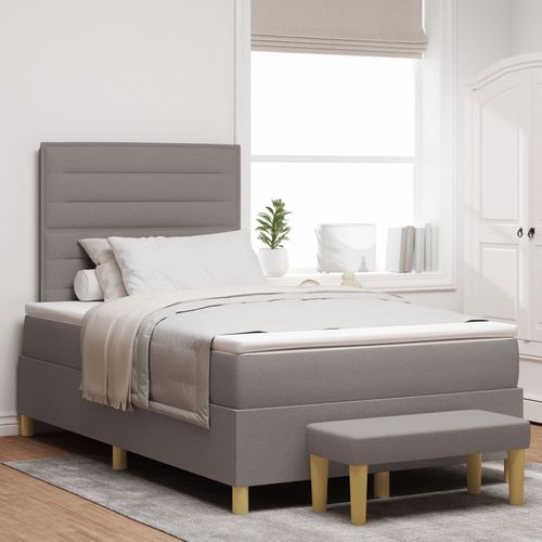 Vidaxl Lit À Ressorts Avec Matelas & Banc Taupe 120x190 Cm Tissu